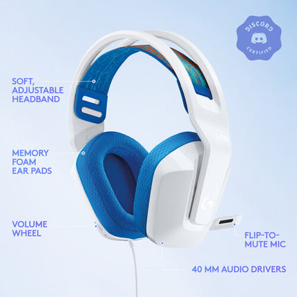 Logitech G G335 Auriculares Gaming Cableados Drivers 40mm Blanco