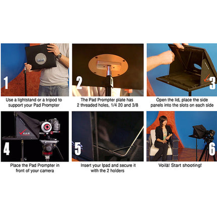 Onetakeonly Pad Prompter para Tablets hasta 12.9" con vidrio Beamsplitter 70/30 y funda de transporte