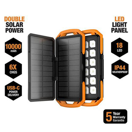 ToughTested Power Pack Solar 10000mAh 18W USB-C PD y Panel LED IP44