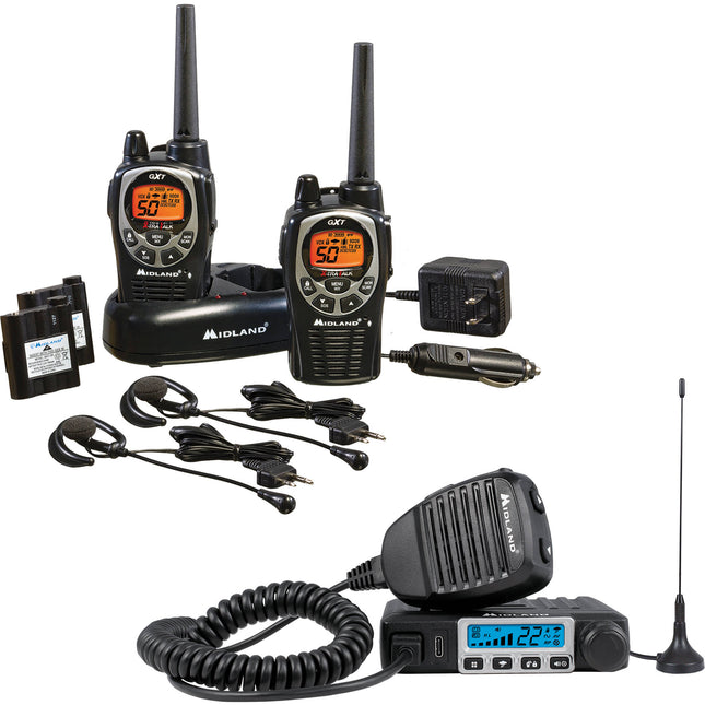 Midland MicroMobile-GXT Bundle Radio GMRS 15W 15 Canales Auriculares Boom PTT