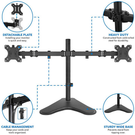 Mount-It! Soporte de Escritorio para 2 Monitores 32" 22 lb 360° Rotación