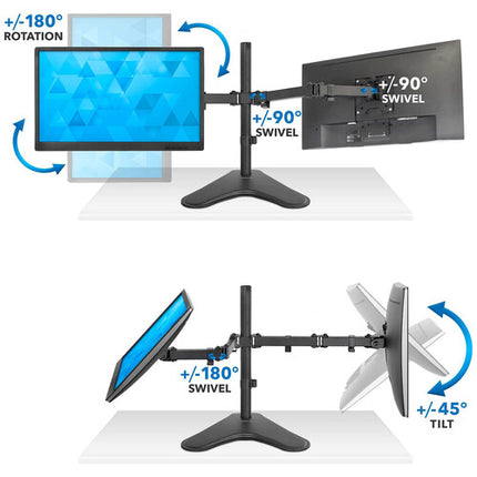 Mount-It! Soporte de Escritorio para 2 Monitores 32" 22 lb 360° Rotación