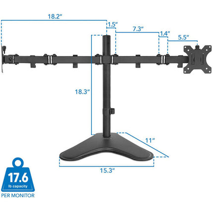 Mount-It! Soporte de Escritorio para 2 Monitores 32" 22 lb 360° Rotación