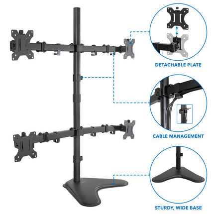 Mount-It! Quad Soporte de Escritorio para Monitores hasta 32" 17.6 lb Ajuste de Altura 34.8"
