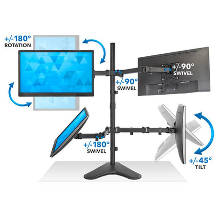 Mount-It! Quad Soporte de Escritorio para Monitores hasta 32" 17.6 lb Ajuste de Altura 34.8"