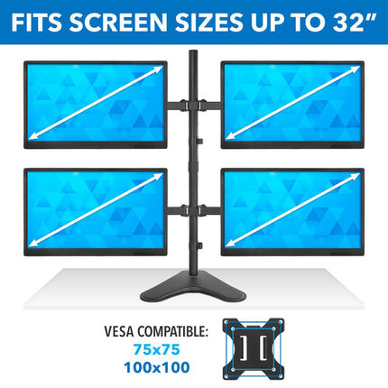 Mount-It! Quad Soporte de Escritorio para Monitores hasta 32" 17.6 lb Ajuste de Altura 34.8"