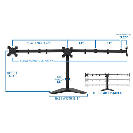 Mount-It! MI-2789 Soporte Triple para Monitor 19 a 27" Ajustable 15.4 lb