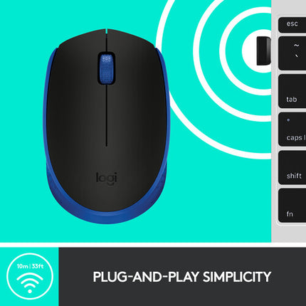 Logitech M170 Ratón Inalámbrico Azul 2.4 GHz Batería 12 Meses