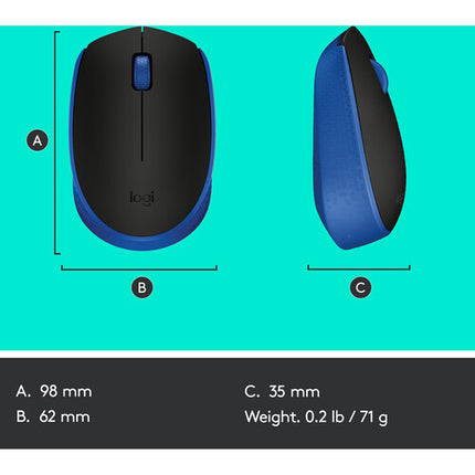Logitech M170 Ratón Inalámbrico Azul 2.4 GHz Batería 12 Meses