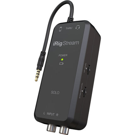 IK Multimedia iRig Stream Solo Interfaz de Audio 3 en 1 Ultracompacta para Smartphones y Tablets hasta 50 Horas con Baterías AA