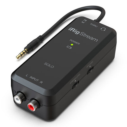 IK Multimedia iRig Stream Solo Interfaz de Audio 3 en 1 Ultracompacta para Smartphones y Tablets hasta 50 Horas con Baterías AA