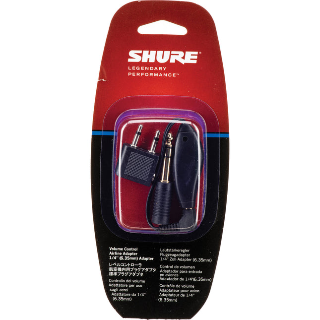 Shure EAADPT-KIT Adaptador para Auriculares Control de Volumen y Adaptadores Dual-Prong 1/4"