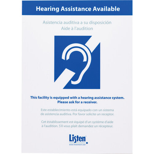 Listen Technologies LA-303 Señal de Escucha Multilingüe con Easel Doble Ala