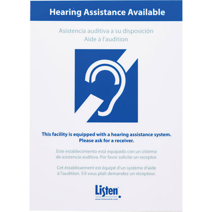 Listen Technologies LA-303 Señal de Escucha Multilingüe con Easel Doble Ala