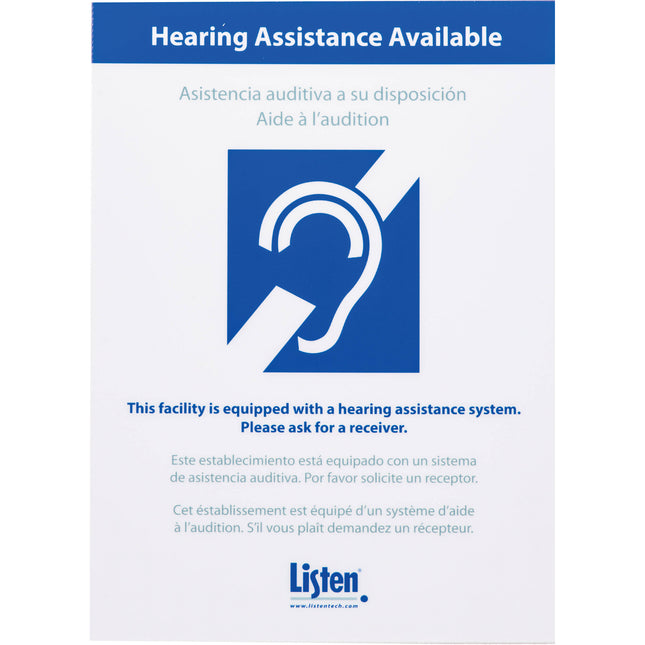 Listen Technologies LA-303 Señal de Escucha Multilingüe con Easel Doble Ala