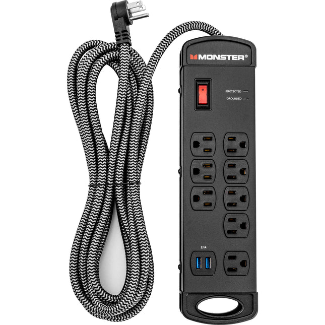 Monster Cable Pro MI Protector de Sobretensión 8 Enchufes 2 Puertos USB 1960 Julios