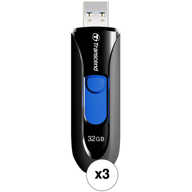 Transcend 32GB JetFlash 790 USB 3.2 Gen 2 Memoria Flash 3 Pack Negra