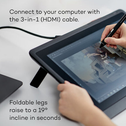 Wacom Cintiq 22 Pantalla Creativa con Área Activa 18.7x10.5 pulgadas Display táctil Full HD y Soporte Ajustable
