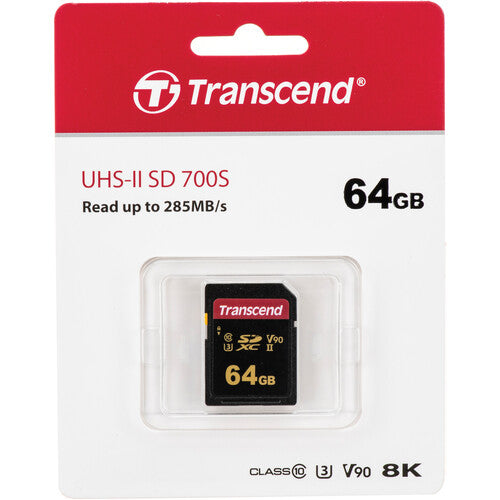 Transcend 64GB 700S UHS-II Tarjeta de Memoria SDXC 285MB/s 180MB/s