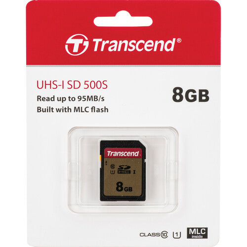 Transcend 8GB 500S Tarjeta de Memoria SDHC UHS-I 95 MB/s Lectura 60 MB/s Escritura