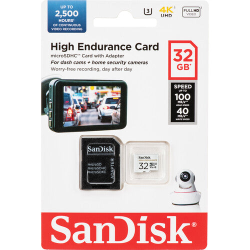 SanDisk 32GB microSDHC UHS-I tarjeta de memoria alta resistencia 100MB/s con adaptador SD