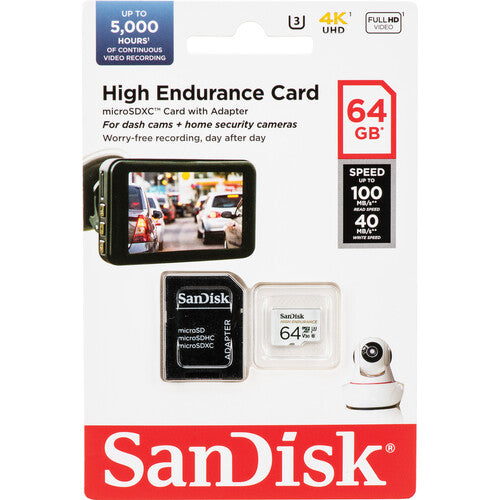 SanDisk 64GB High Endurance microSDXC UHS-I Clase 10 con Adaptador SD
