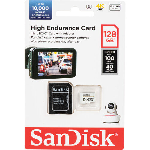 SanDisk 128GB microSDXC High Endurance UHS-I 100MBs con Adaptador SD