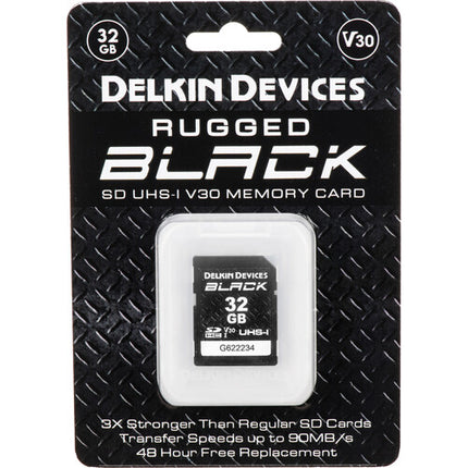 Delkin Devices 32GB Tarjeta de Memoria UHS-I SDHC V30 U3 Clase 10 90MB/s con Estuche Protectores