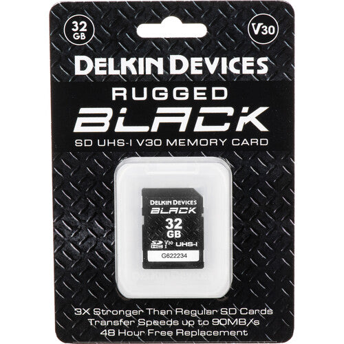 Delkin Devices 32GB Tarjeta de Memoria UHS-I SDHC V30 U3 Clase 10 90MB/s con Estuche Protectores