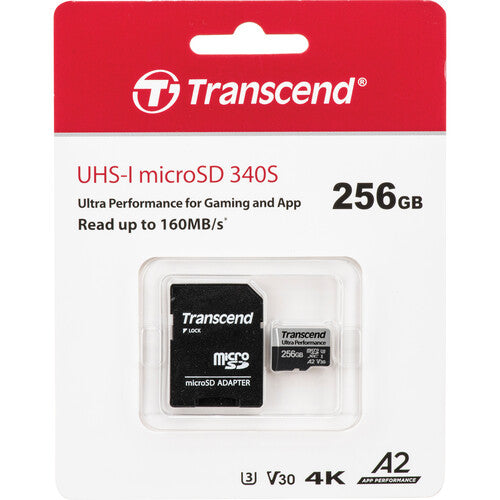 Transcend 256GB microSDXC UHS-I 340S Clase 10 V30 con Adaptador SD