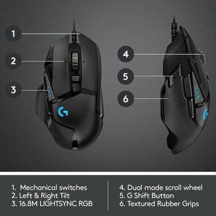 Logitech G G502 HERO Ratón Gaming USB 25600 dpi 11 botones programables