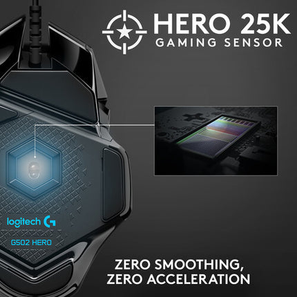 Logitech G G502 HERO Ratón Gaming USB 25600 dpi 11 botones programables