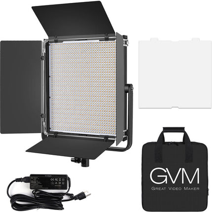 GVM LED1200 Panel LED bicolor 3200-5600K CRI 97 con barndoor