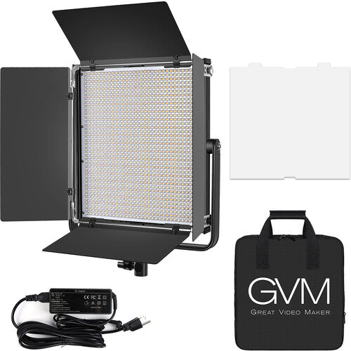 GVM LED1200 Panel LED bicolor 3200-5600K CRI 97 con barndoor
