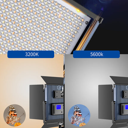 GVM LED1200 Panel LED bicolor 3200-5600K CRI 97 con barndoor