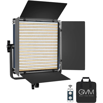GVM LED1200 Panel LED bicolor 3200-5600K CRI 97 con barndoor