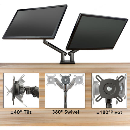 Gabor Levitouch Soporte de Escritorio Dual para Dos Monitores 17 a 32" Con Ajuste de Altura y Giro