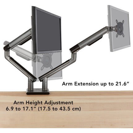 Gabor Levitouch Soporte de Escritorio Dual para Dos Monitores 17 a 32" Con Ajuste de Altura y Giro