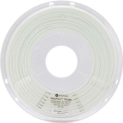 Polymaker PolyFlex TPU95-HF Filamento Flexible 2.2 lb 2.85 mm Blanco