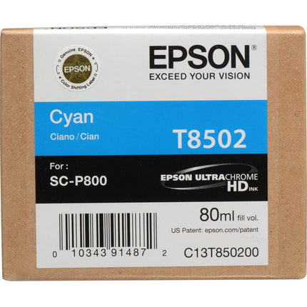 Epson T850200 Cartucho de Tinta Cian UltraChrome HD 80 ml para SureColor P800