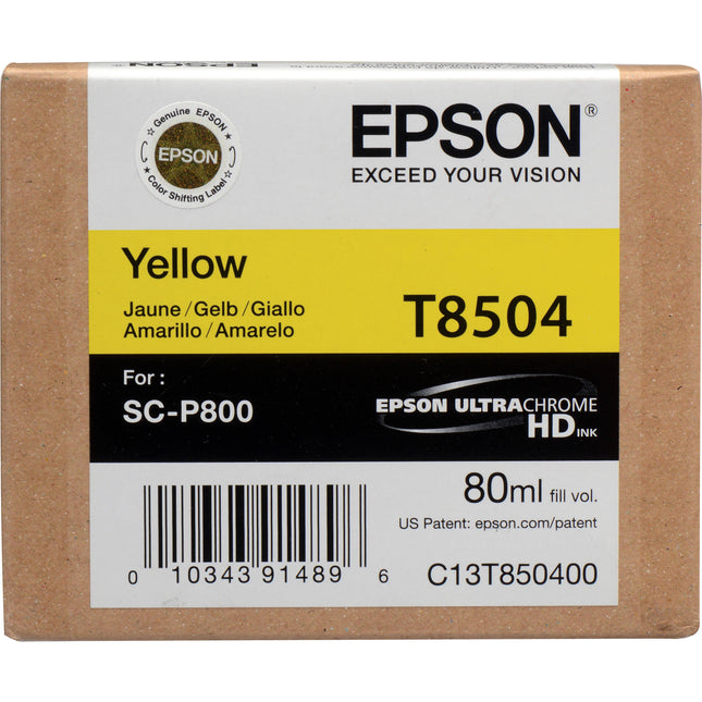 Epson T850400 Cartucho de Tinta Amarilla UltraChrome HD 80 ml Pigmentada para SureColor P800