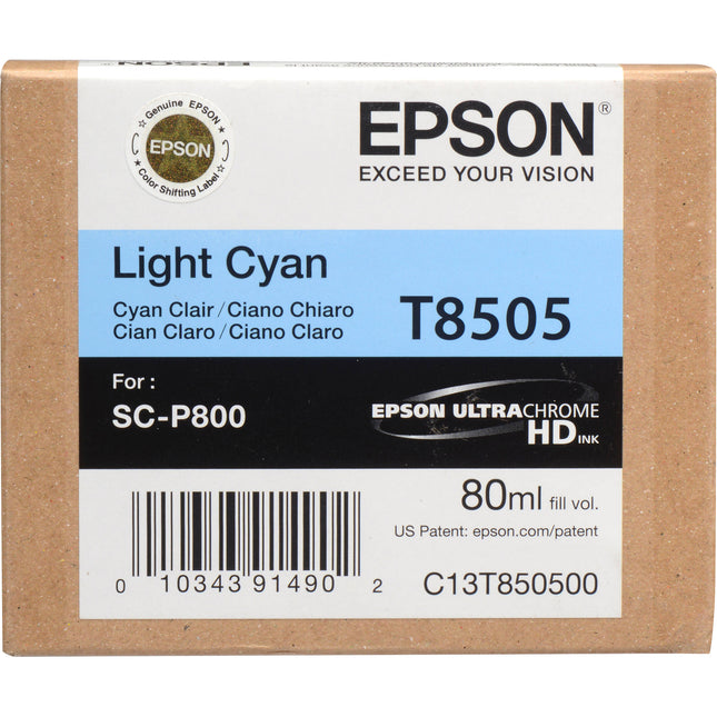 Epson T850500 Cartucho de Tinta UltraChrome HD Light Cyan 80 ml para SureColor P800