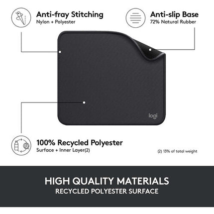 Logitech Studio Series Alfombrilla para Ratón Graphite Antideslizante Spill-Resistente