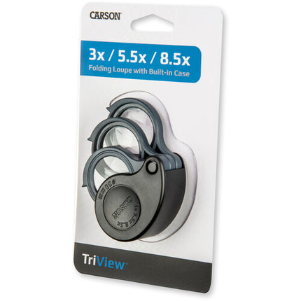 Carson TV-36 Lupa Plegable TriView 3x 5.5x 8.5x Compacta y Ligera