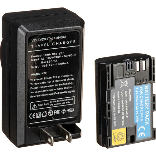 Bescor LPE6 Kit de batería cargador acoplador y adaptador de corriente para cámaras Canon