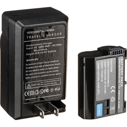 Bescor ENEL15 Kit Batería Cargador Acoplador para Nikon D7500 D850