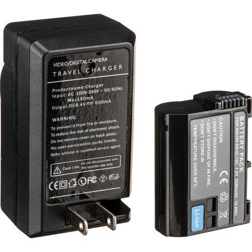 Bescor ENEL15 Kit Batería Cargador Acoplador para Nikon D7500 D850
