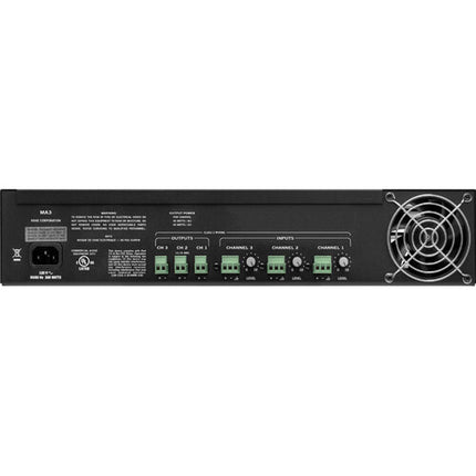 Rane Commercial MA 3 Amplificador con 3 Canales 60W a 4 Ohmios y Filtro High-Pass 80 Hz