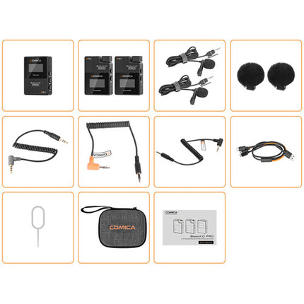 Comica Audio BoomX-D PRO D2 Sistema de Micrófono Inalámbrico Digital Ultracompacto 2 Canales 48 Horas Grabación Negro