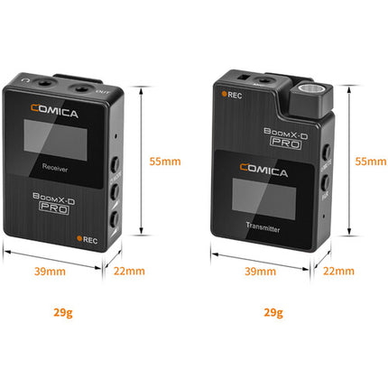 Comica Audio BoomX-D PRO D2 Sistema de Micrófono Inalámbrico Digital Ultracompacto 2 Canales 48 Horas Grabación Negro
